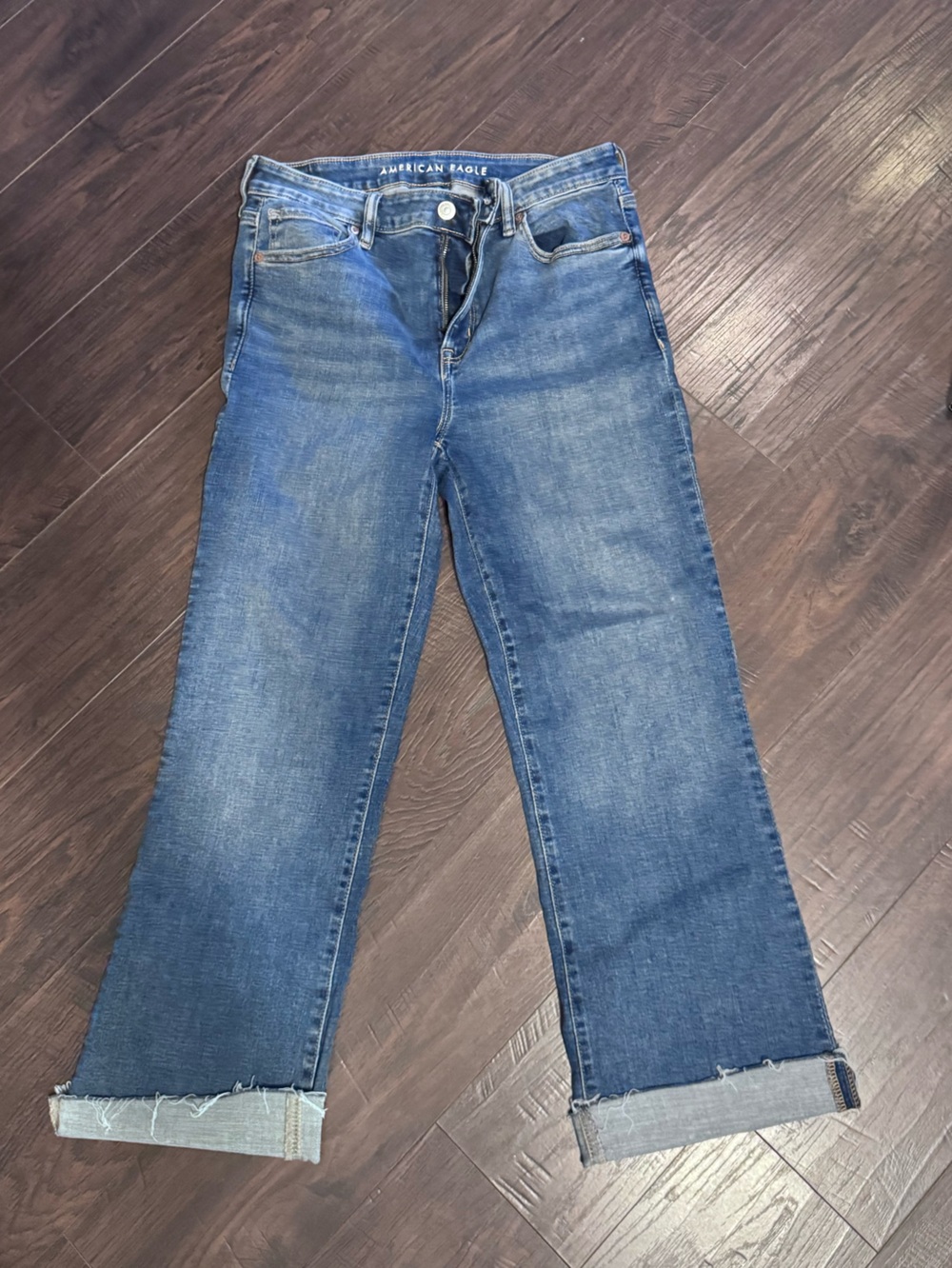 American Eagle Outfitters Blue Cropped Wide-Leg Jeans